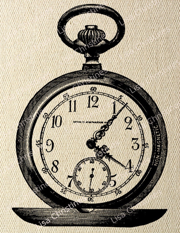 Pocket Watch Steampunk Instant Download Digital Transfer Image for Iron On / 6