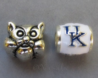 Kentucky Wildcats Logo And Mascot European Bead - University Of Kentucky College Football Charm Beads For European Charm Bracelets