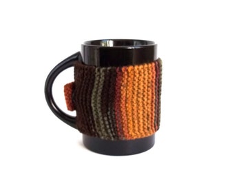 SALE - 50%OFF. Brown Knit Coffee Cozy. Knitted Tea Cup Cozy. Brown Mug Cozy.