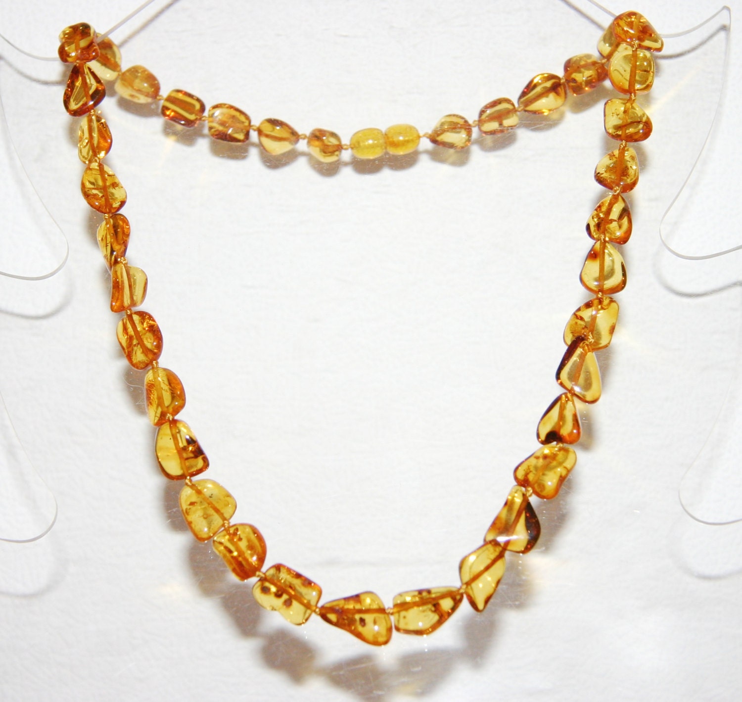 Baltic amber adult necklace honey bright cognac color leaves