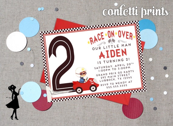 Birthday Invitation - RACE ON OVER Printable Il_570xn