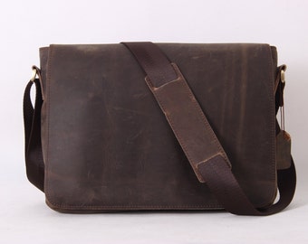 ... Bag Macbook Bag Men's Shoulder Bag Student Crossbody Bag in Dark Brown