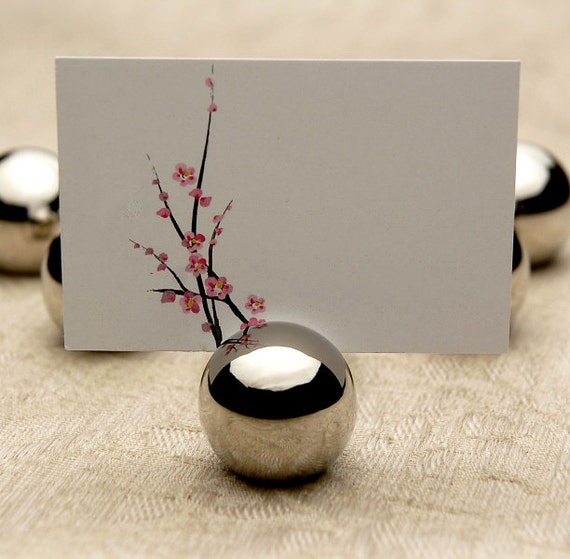 Place Card Holder Wedding Round Silver Ball Stainless Steel