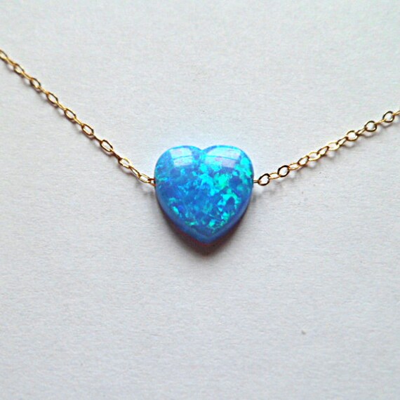 opal heart necklace opal heart necklace. blue opal necklace