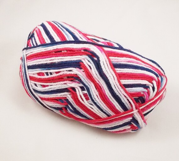Worsted Cotton Yarn Red White & Blue Patriotic by SudsySideUp