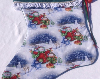 Personalized Snowman Christmas Stocking, fully lined