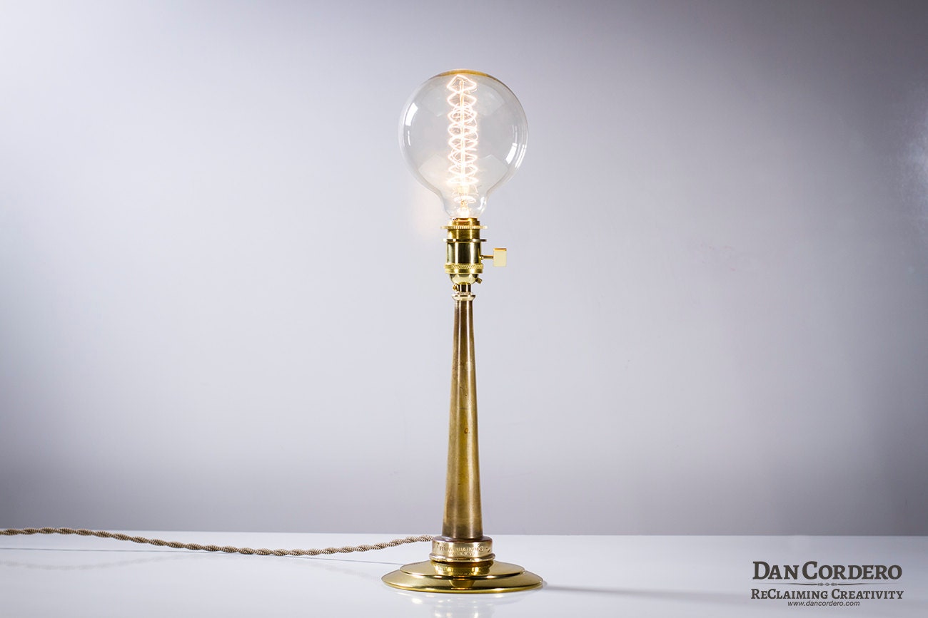 Vintage Brass Fire Hose Nozzle Table Lamp Desk Lamp