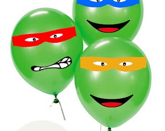 DIGITAL NINJA TURTLES masks for balloons - Birthdays - Party Favors