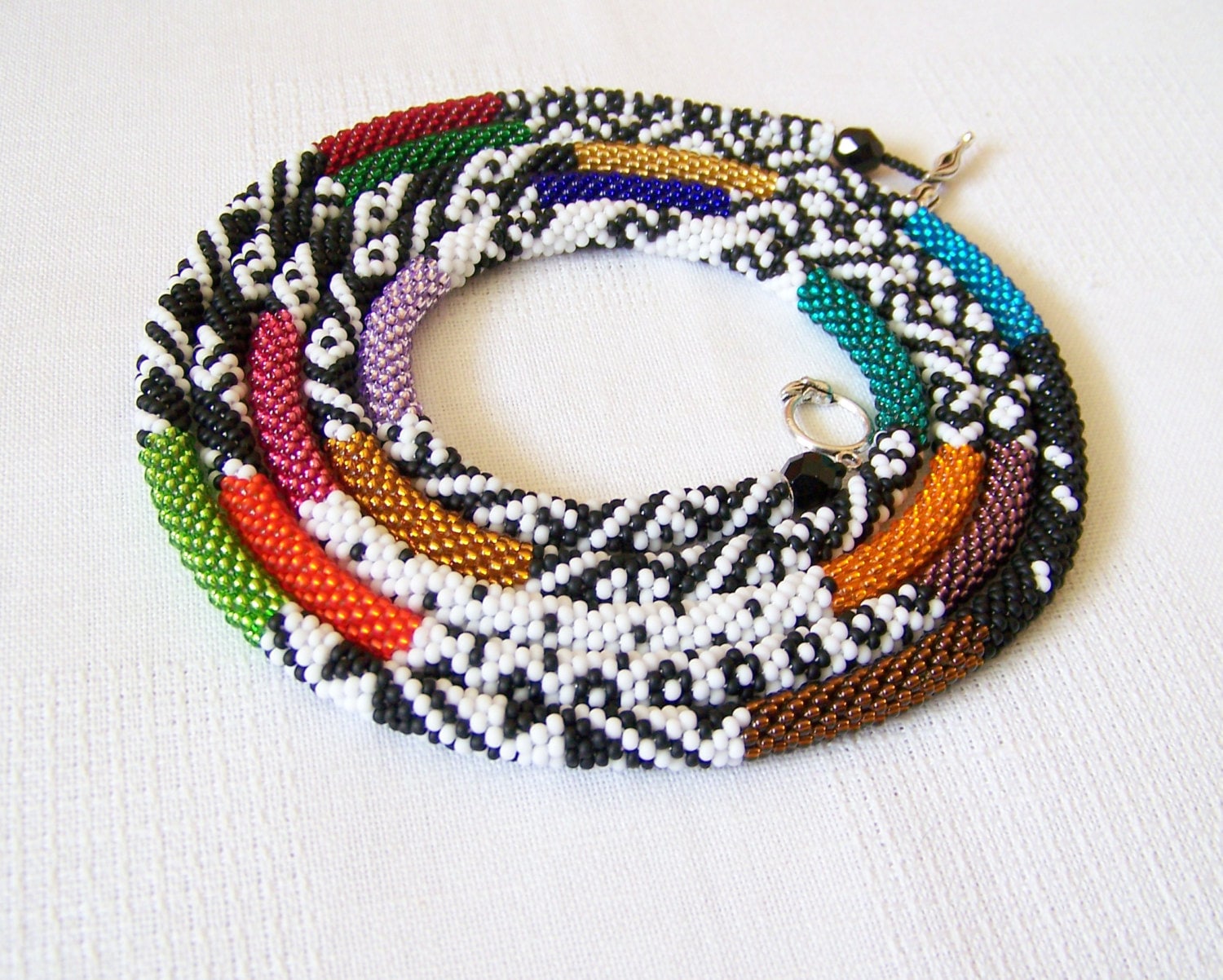 Long Beaded Crochet Rope Necklace Beadwork Seed beads by lutita