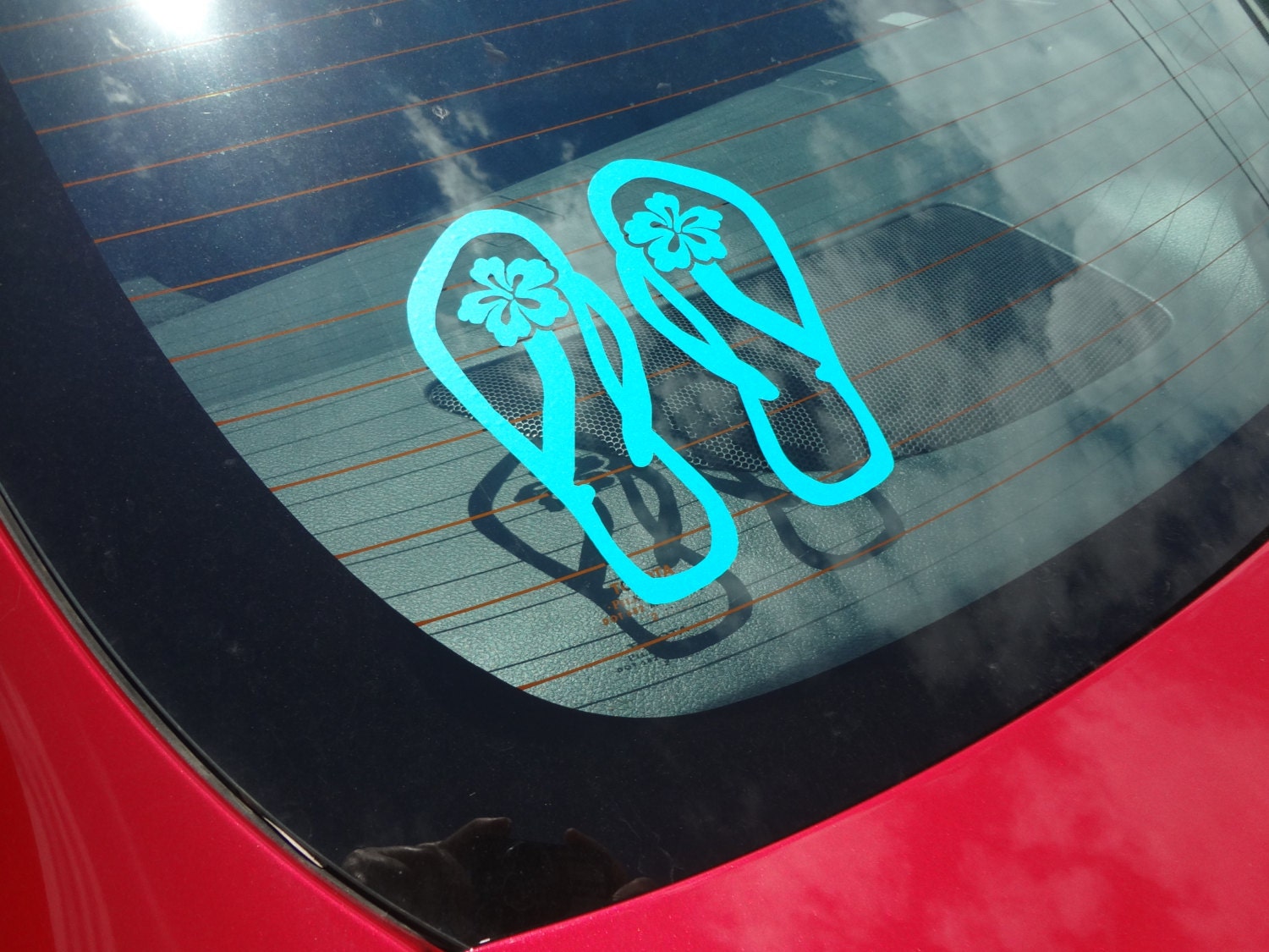 DIY Car Window Decal Flip Flop Decor Thongs Hawaiian Hibiscus