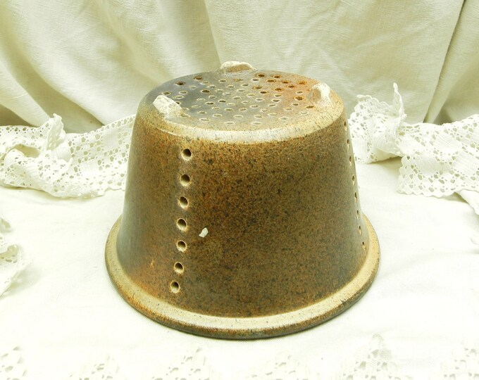 Large Antique French Glazed Ceramic Cheese Strainer / French Country Decor / Shabby Chic / Retro Vintage Home Interior / European / House Large Antique French Glazed Ceramic Cheese Strainer / French Country Decor / Shabby Chic / Retro Vintage Home Interior / European / House