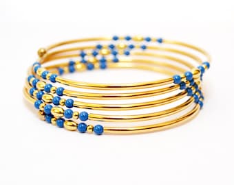 Gold Memory Wire Bracelet, Gold Bracelet, Gold Jewelry, Beaded Bracelet, Women's Gold Bracelet