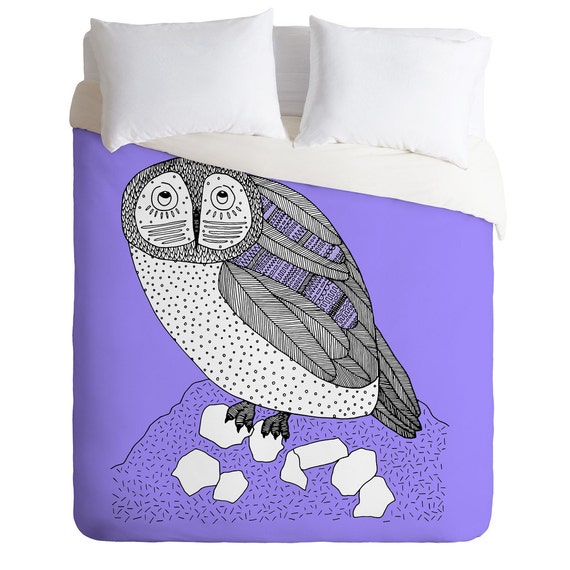 Items similar to Purple Aztec Owl Duvet Cover Purple Duvet Owl