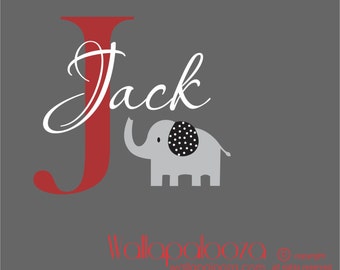 Elephant wall decal - nursery wall decal - name wall decal - Wall decal - Wall Decor - Home Wall decal - Kids wall decal