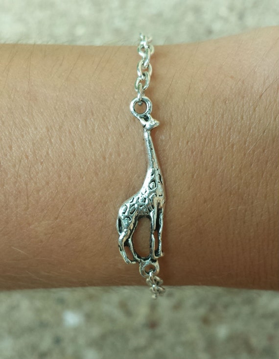 Giraffe Bracelet Silver Giraffe Charm Bracelet