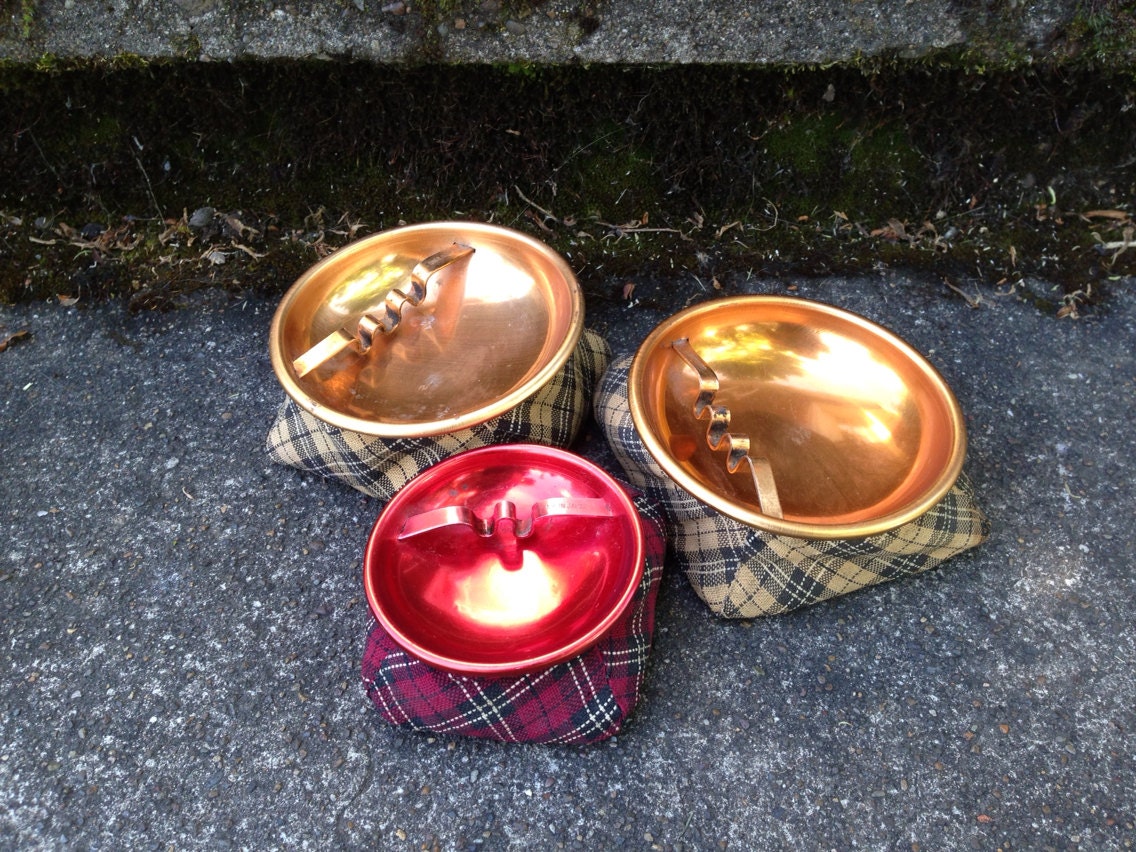 Bean Bag Ashtrays Car Stay Put Ash Tray Vintage Plaid Used