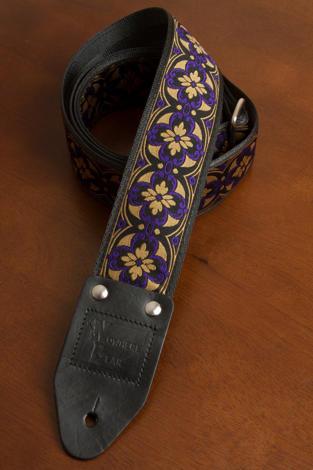 Purple/Tan Vintagestyled Guitar Strap