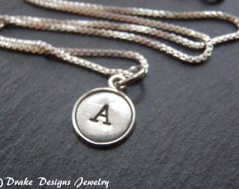 Sterling Silver typewriter key necklace Personalized initial necklace typewriter key jewelry