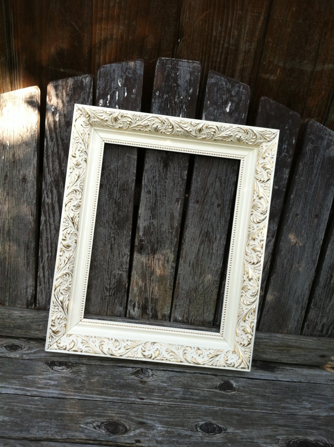 Ornate Picture Frame 8x10 Ivory & Gold Wedding by ThePaintedLdy