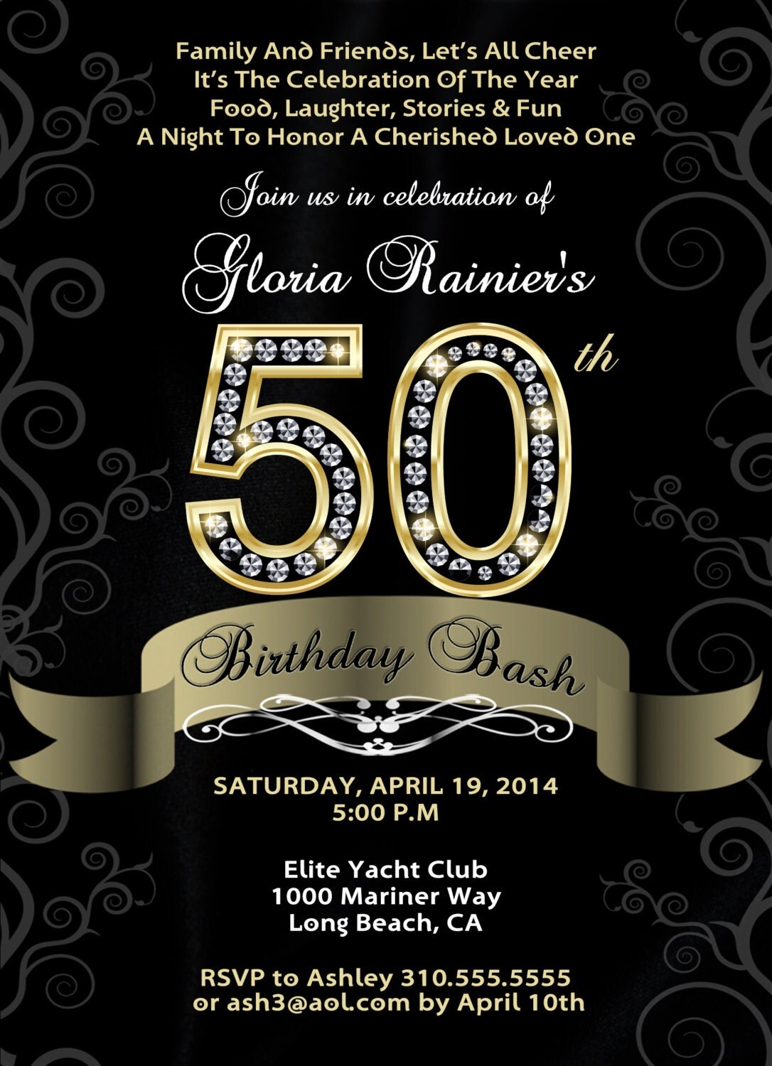50th Birthday Bash Custom Designed Por BrooklynDesignStudio