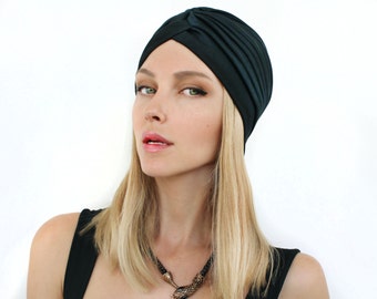 Women Black Turban Hat