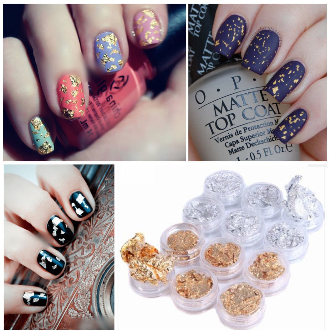 Silver 6PCS Foil Flakes Nail Art Acrylic UV Gel Decoration