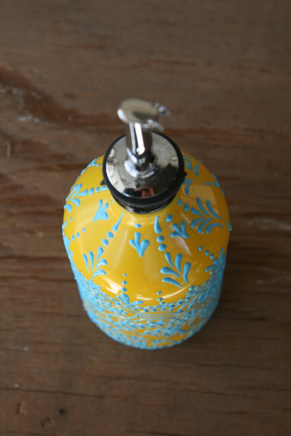 Hand Painted Olive Oil Dispenser Sunshine yellow and