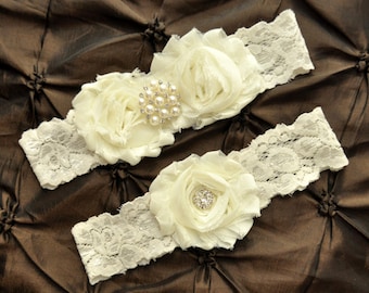 Wedding Garter Set, Bridal Garter Set - Ivory Lace Garter, Keepsake Garter Toss Garter, Ivory Wedding Garter, Ivory Wedding Garter Belt