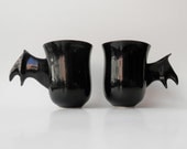 Ceramic Mugs, Bat Mugs, Handmade Poterry, Unique Modern Ceramic Design, Black Ceramics and Pottery