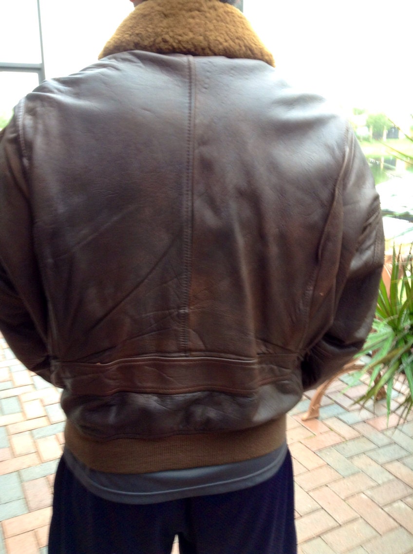 Old Leather Flight Jacket // men's size by Cheapvintagefashion