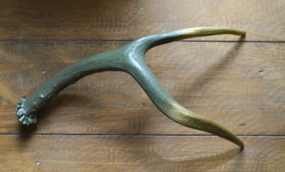 Olive & Gold Ombre Hand-painted Antler