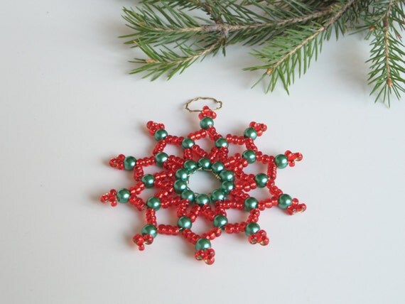 Items similar to beaded star ornament, star shaped gift tag made from ...