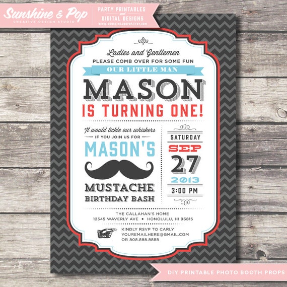 DIY Printable Invitations Little Man Mustache Birthday - Printable Custom Invite - Moustache Party Package Il_570xn