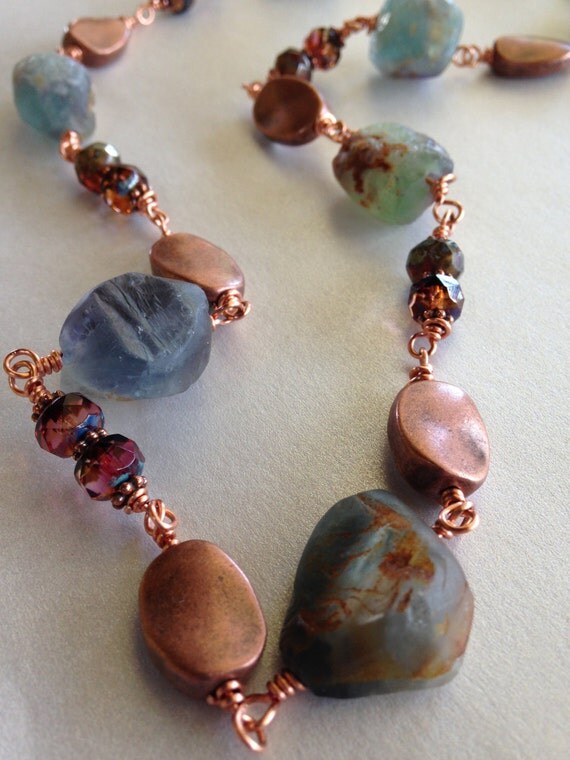 Items similar to Handmade chunky wire wrapped Fluorite crystal ...