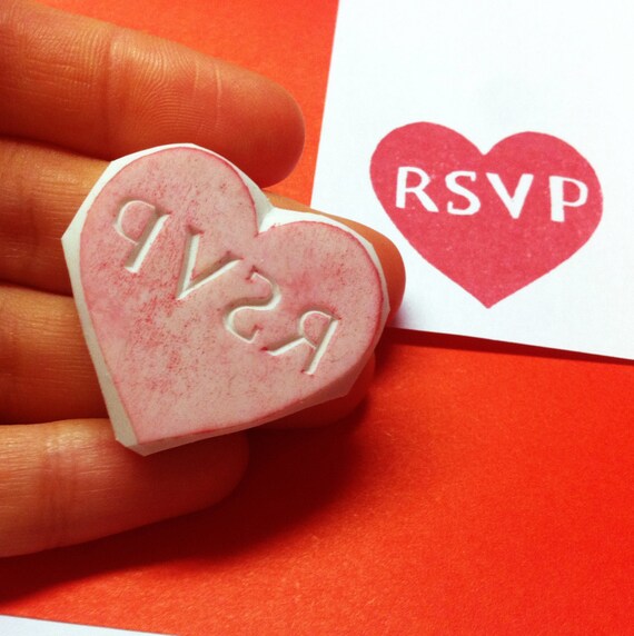 Items similar to Heart Rubber Stamp, RSVP stamp, wedding stamp, wedding