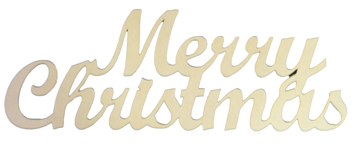 Unfinished Wooden Holiday SCRIPT MERRY CHRISTMAS Connected