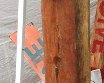 Wine Rack. Riddling Rack. 5 bottle holder. Made from recycled wood. Pointed top.