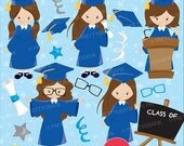 80% OFF SALE Graduation girls clipart commercial use, vector graphics, digital clip art, digital images - CL669 Il_170x135