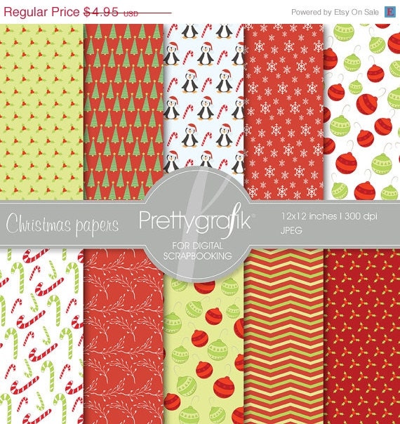 60% OFF SALE Christmas digital paper, commercial use, scrapbook papers, background - PS557 Il_570xn