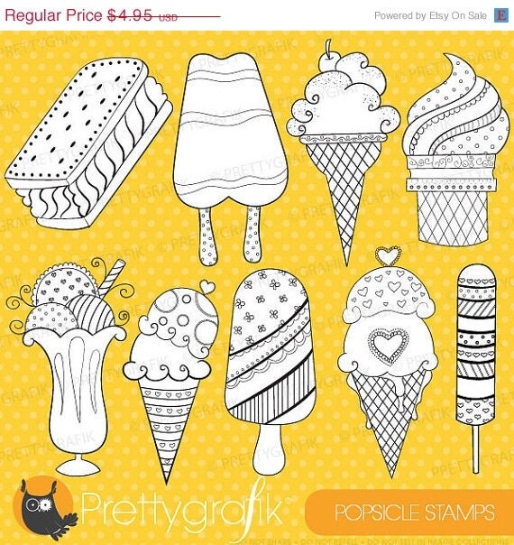 80% OFF SALE ice cream popsicle digital stamp commercial use, vector graphics, digital stamp, digital images - DS311 Il_570xn