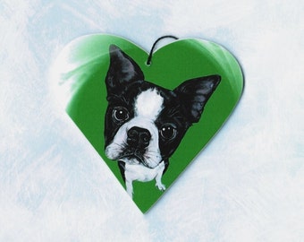 SICOHOME Boston Terrier Weihnachtskugel – Harz-Ornament Mit Rotem Band, Für Hundeliebhaber & Baumdekoration