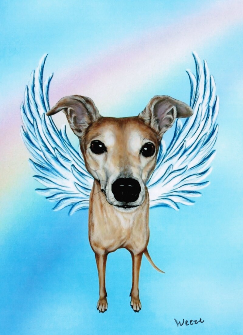 Greyhound Greyhound Angel Greyhound Art Dog Angel by ArtbyWeeze | Etsy