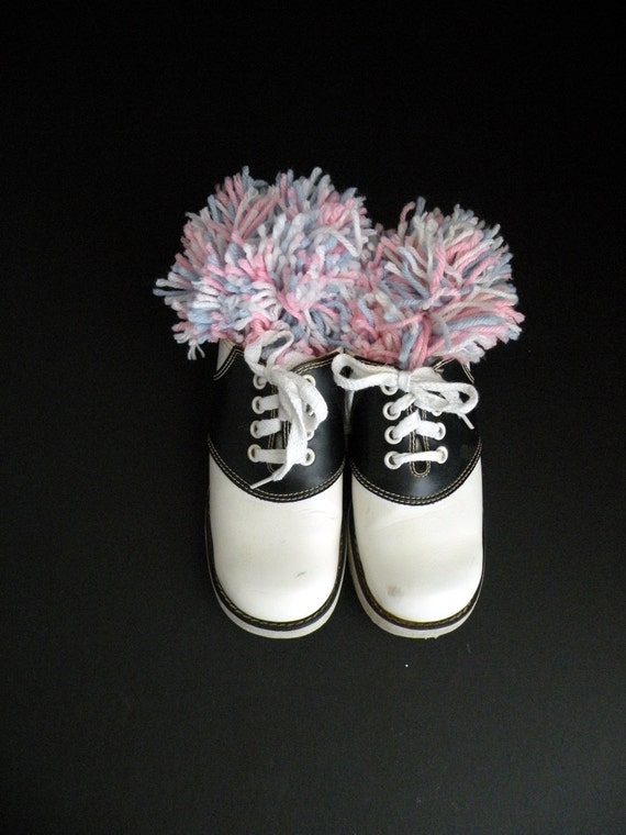 Vintage Cheerleader Shoes Black and White Saddle Shoes Women