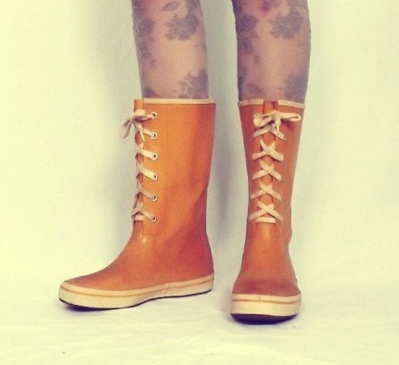 mens lace up rain boots