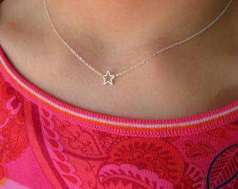 Dainty Star Necklace - Little Sterling Silver Necklace with Silver Plated Star - star necklace - gift under 20 - minimalist