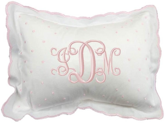 Monogrammed Baby Pillow Crib Nursery Pink by ShopModernMonograms