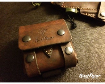 Leather pouch / Survival kit / Bushcraft / Molle SMALL