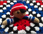 Petey Pirate Baby Lovey, Baby Lovey, security blanket, crochet baby toy, crochet toddler toy, crochet baby blanket, pirate toy, animal lovey