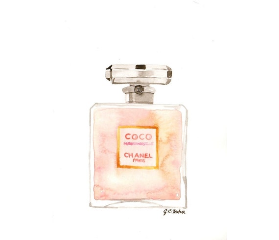 Chanel Coco Mademoiselle Parfum Watercolor Perfume Bottle