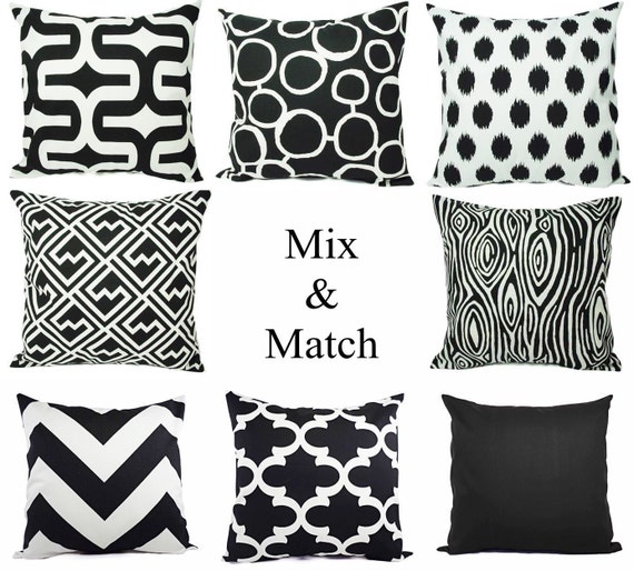 Black and White Pillow Cover Modern Black by CastawayCoveDecor
